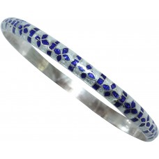 Blue and Size 925 Sterling Silver Meenakari Enamel Work Bangles for Women 